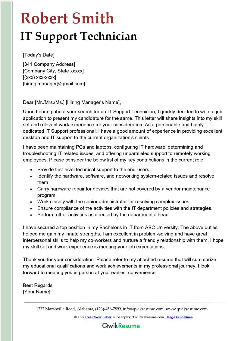 Crafting the Perfect IT Support Application Letter: Tips and Examples