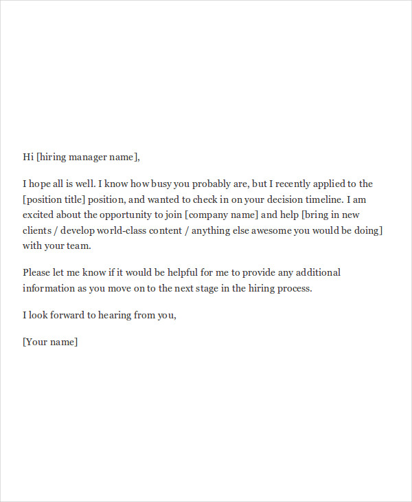 job application follow up email