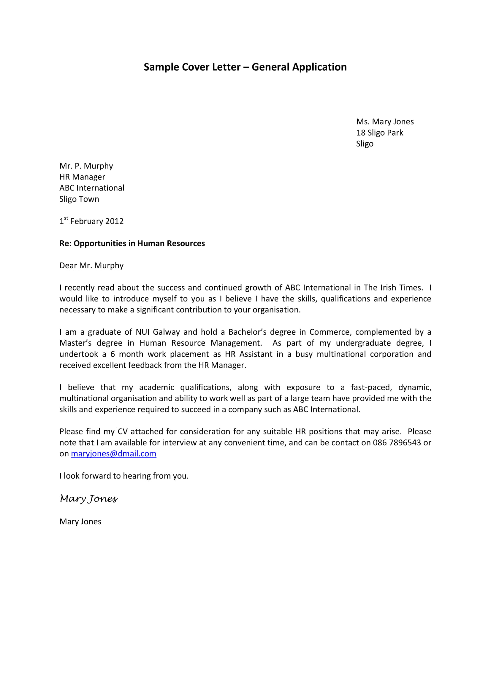 job application letter template pdf