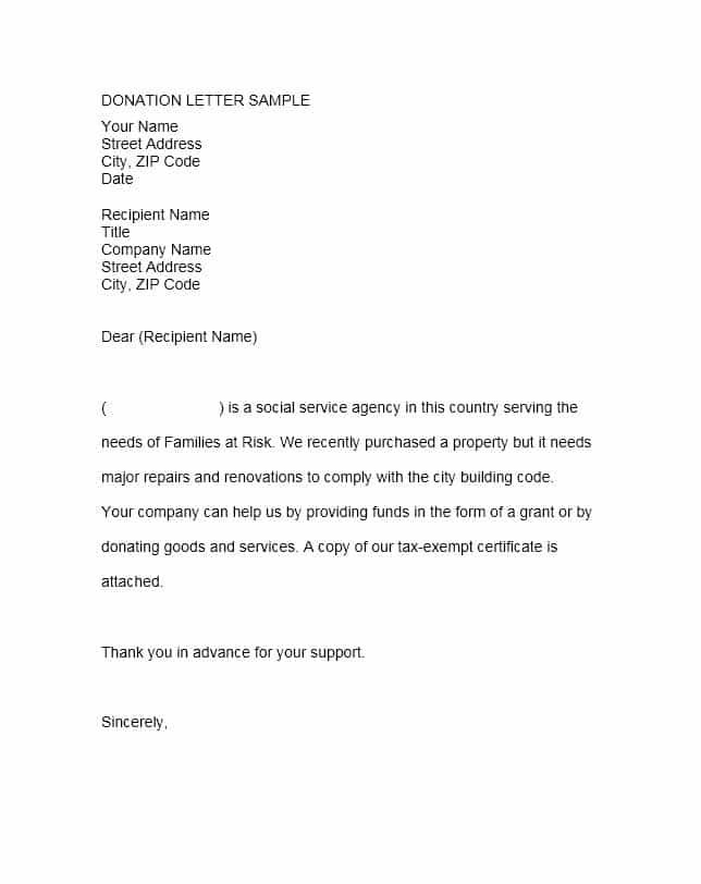 letter asking for financial assistance