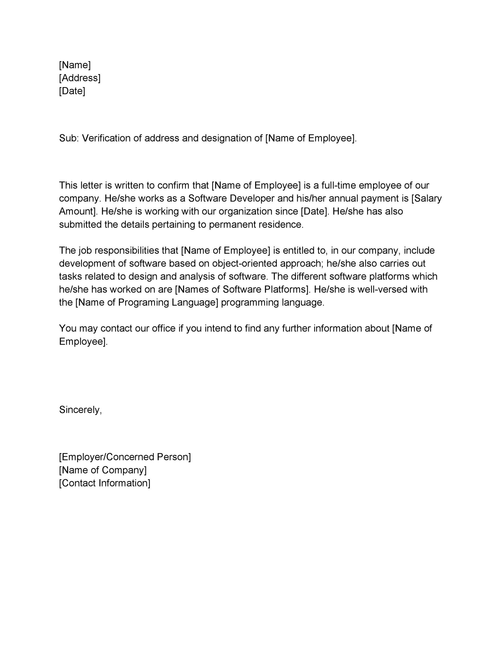 letter confirm staff working company