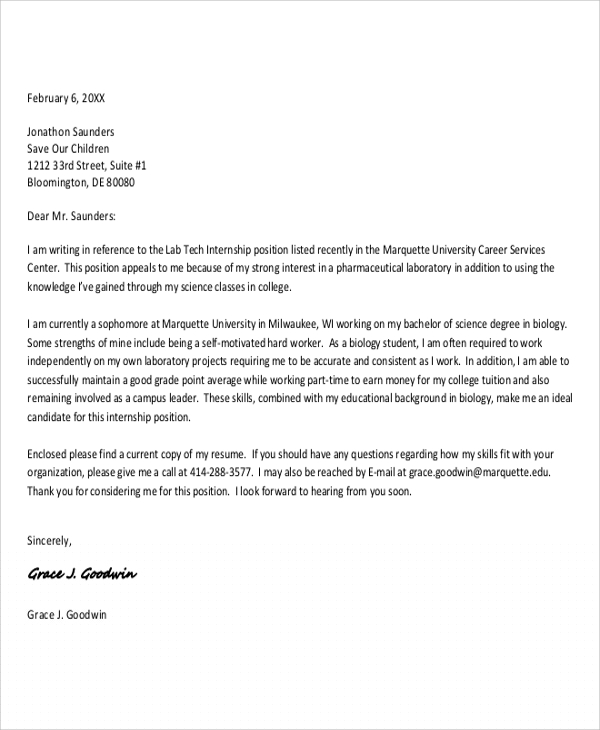 letter of intent for internship sample