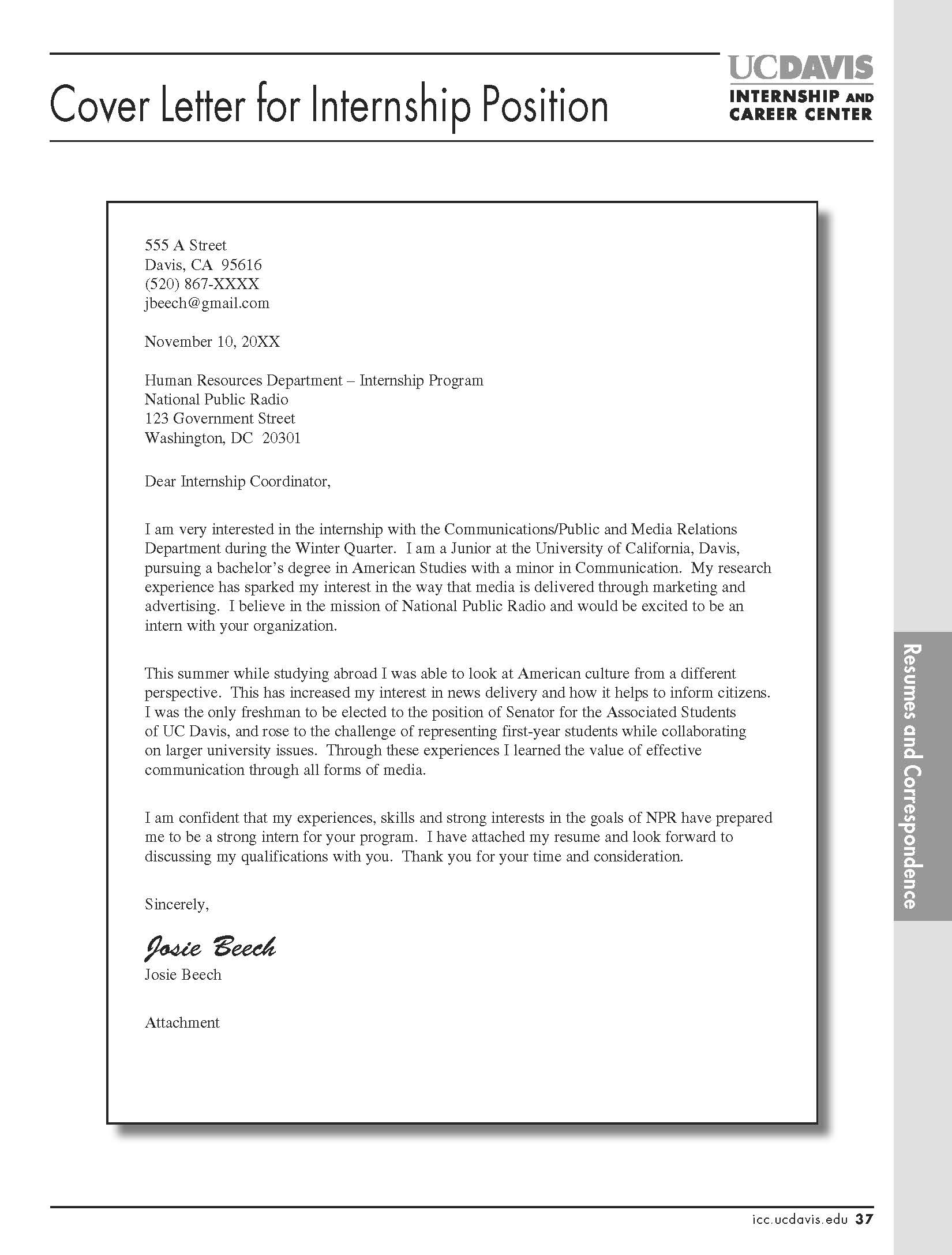 letter of interest for internship