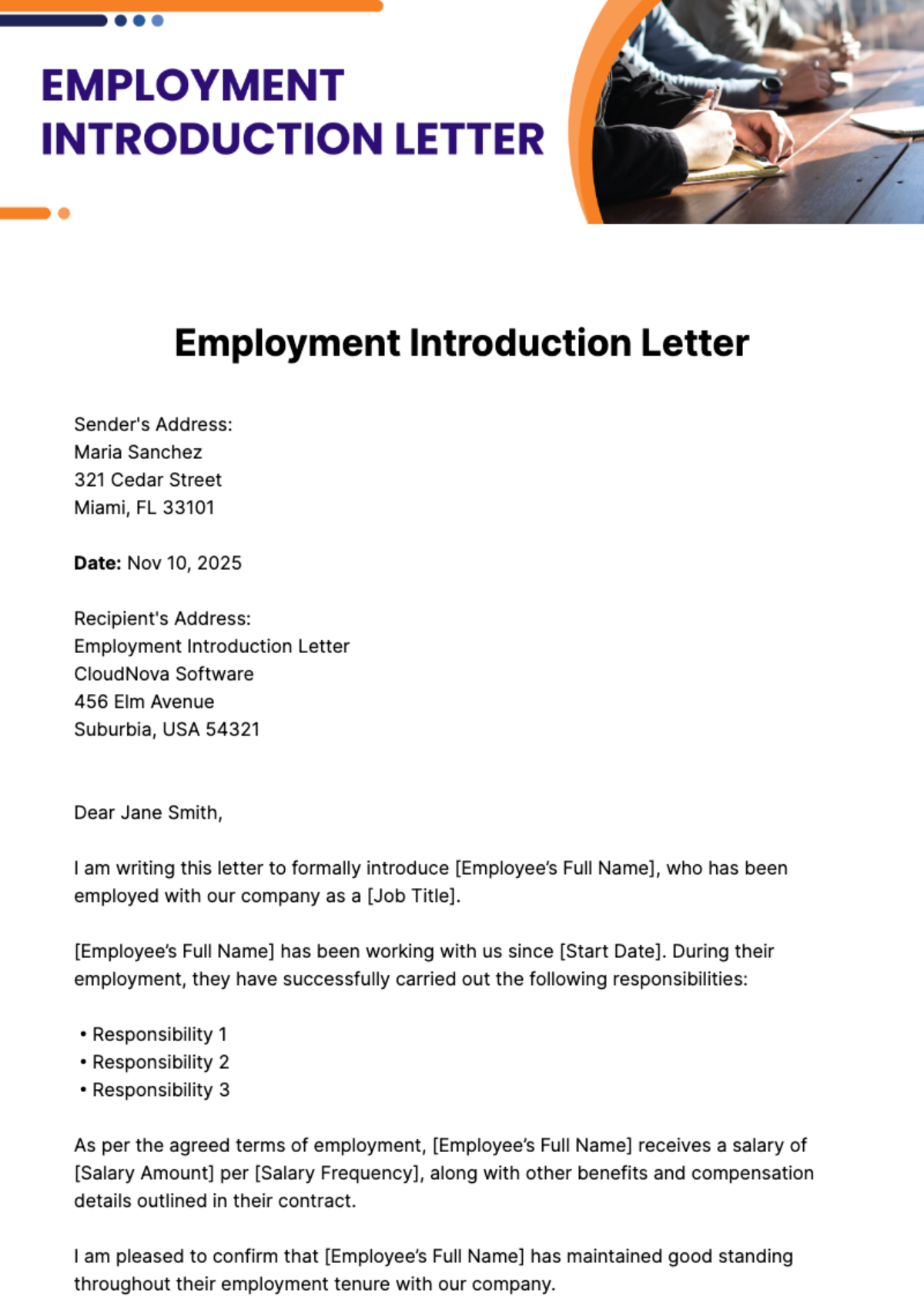letter of introduction for job
