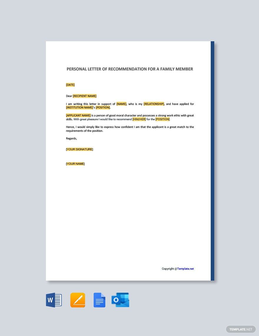 letter of recommendation for family member
