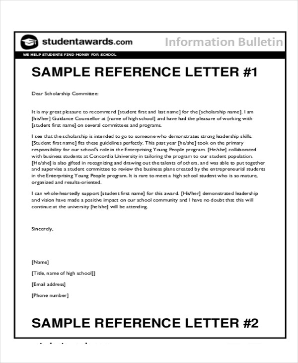 letter of reference format for student
