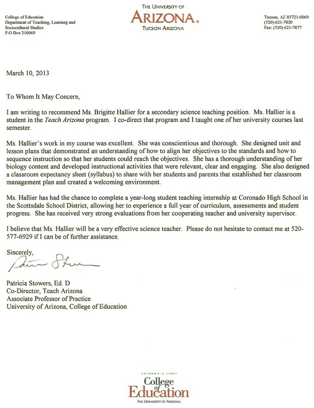 master degree letter of recommendation