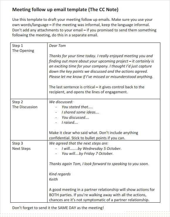 meeting follow up email template