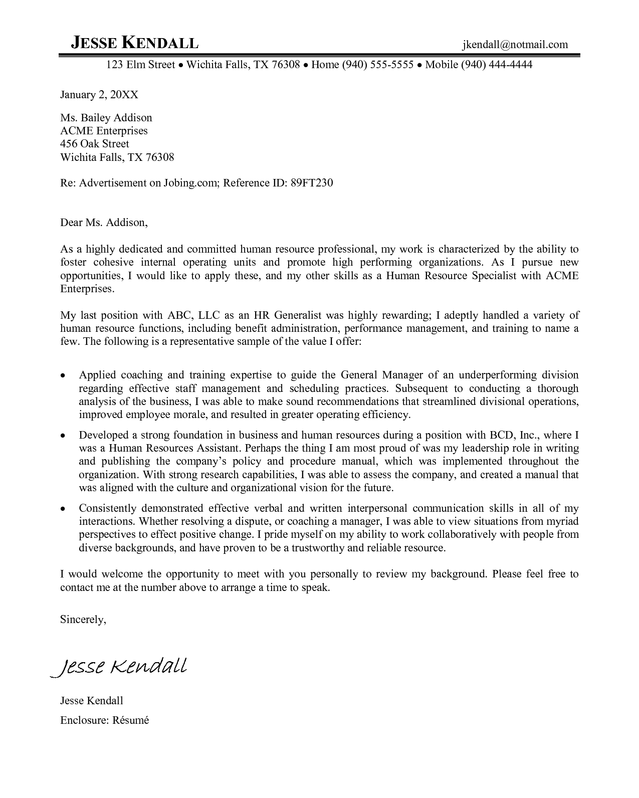 motivation letter for human resource management