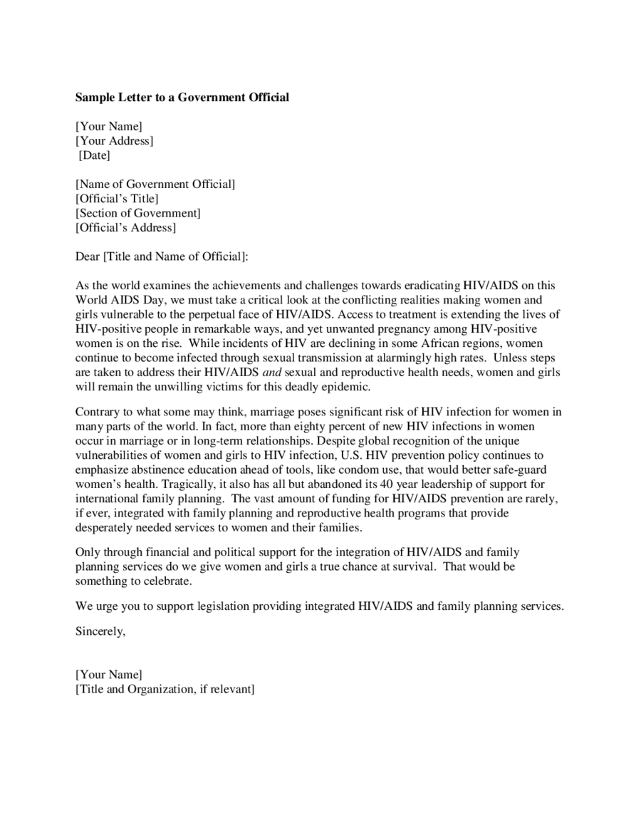 official letter format to government