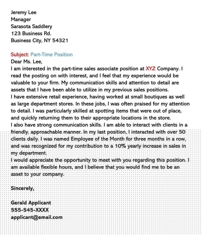 Writing an Effective Part Time Application Letter: Tips and Examples