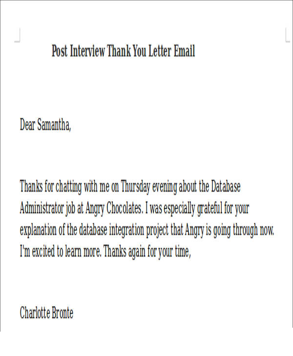 post interview thank you letter