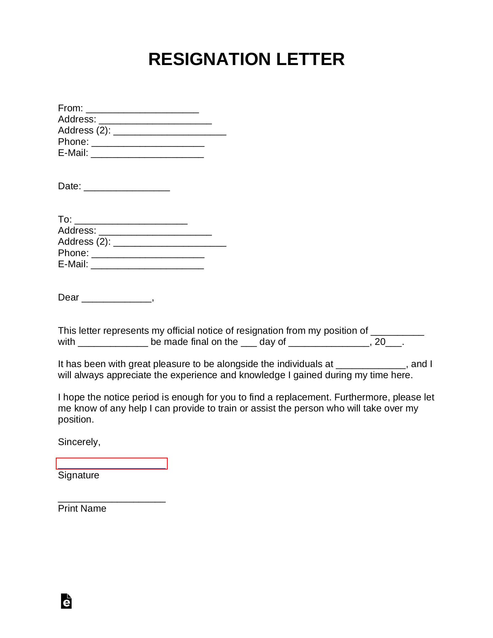 Your Guide to a Professional Printable Resignation Letter