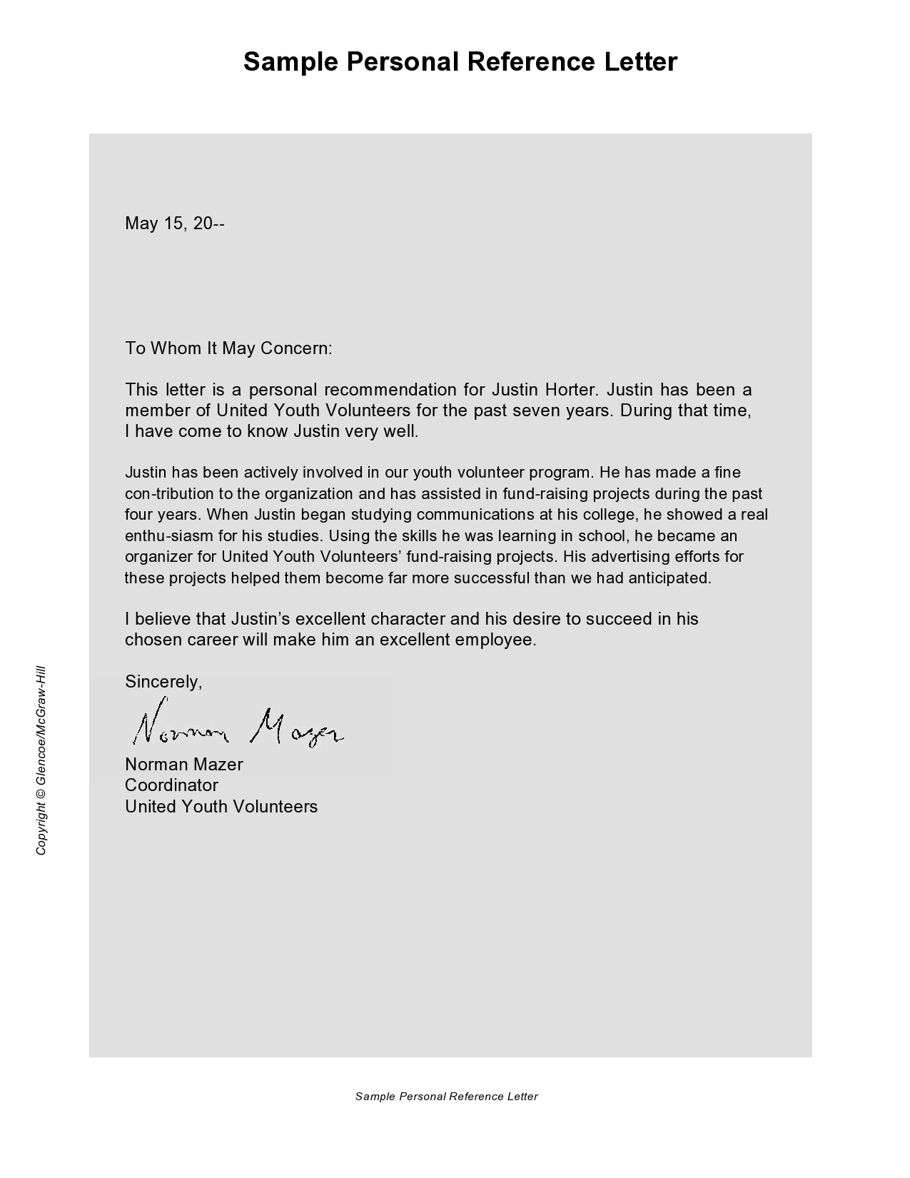 proper format for a personal letter