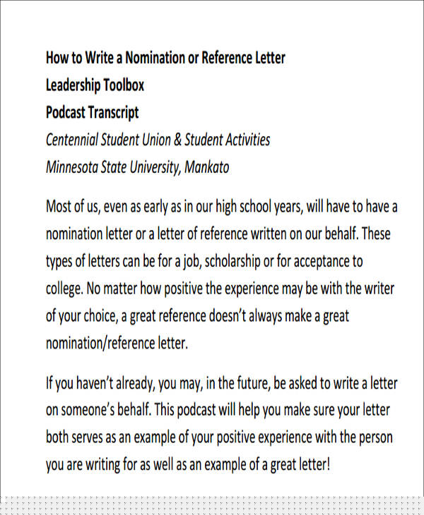 recommendation letter about leadership skills