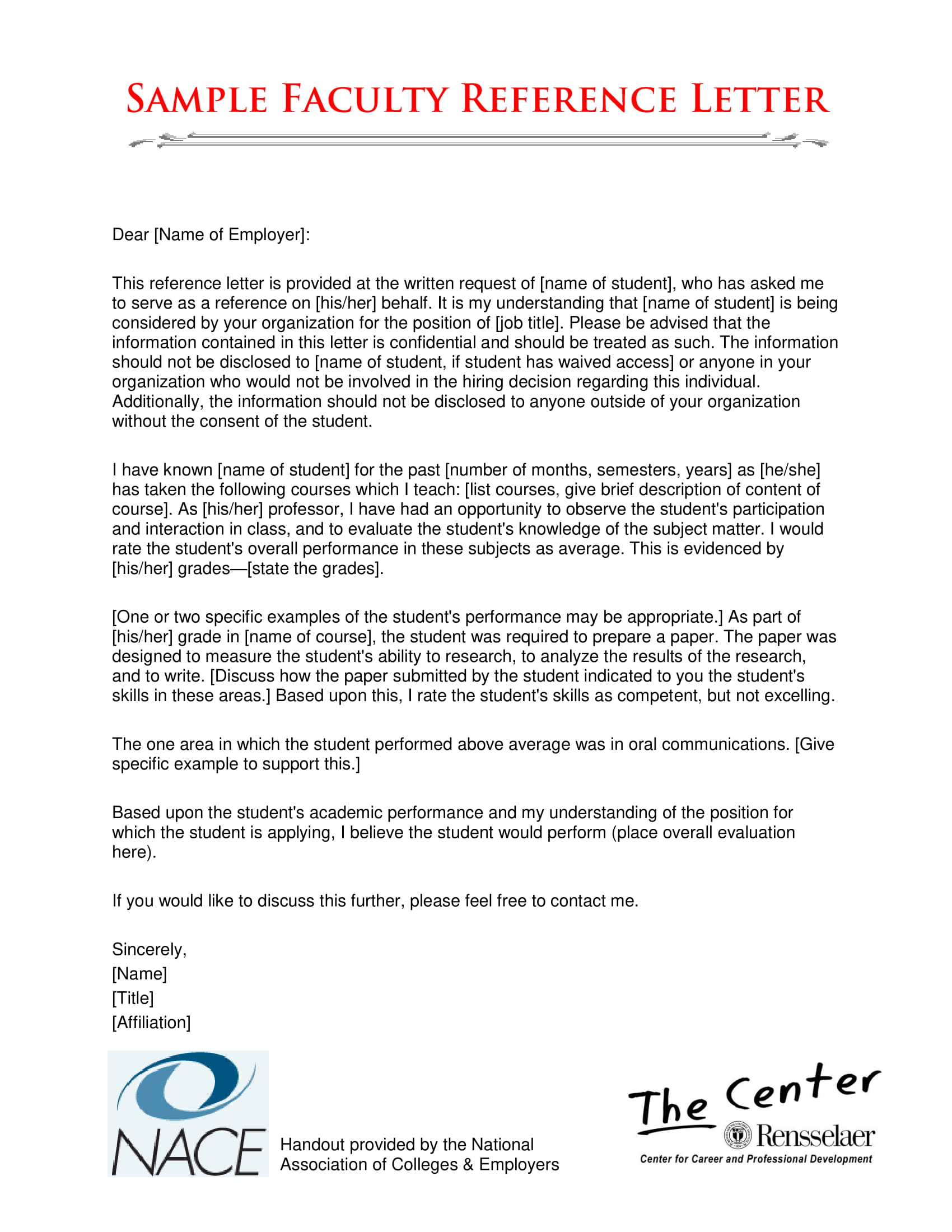 reference letter for faculty position