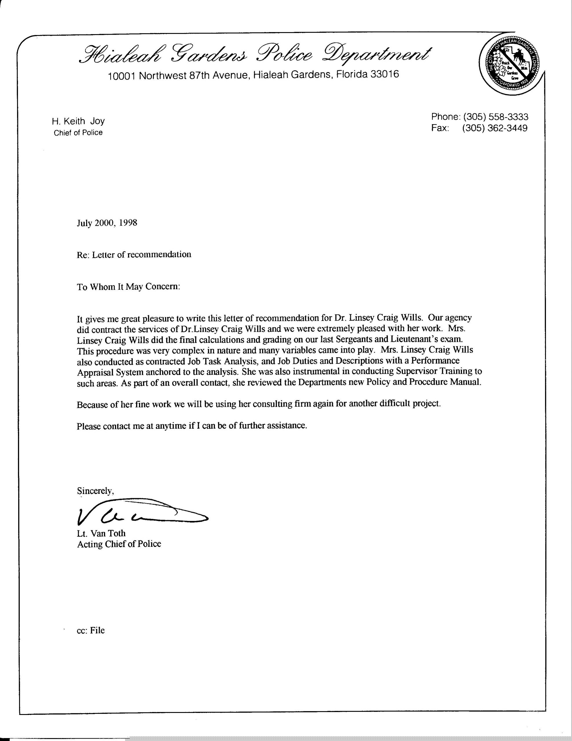 reference letter for police officer