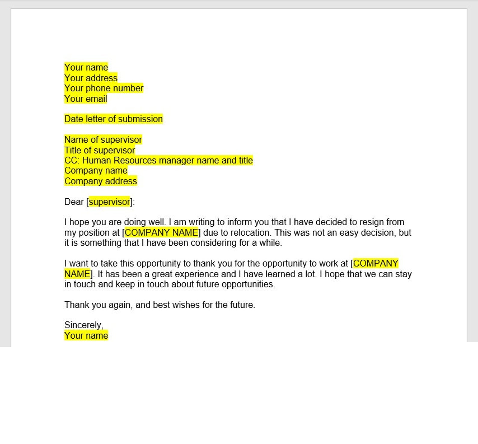 How to Write a Relocation Resignation Letter: A Complete Guide