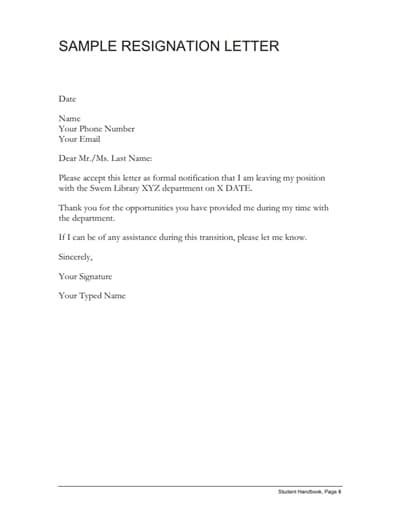 resignation letter pdf free download