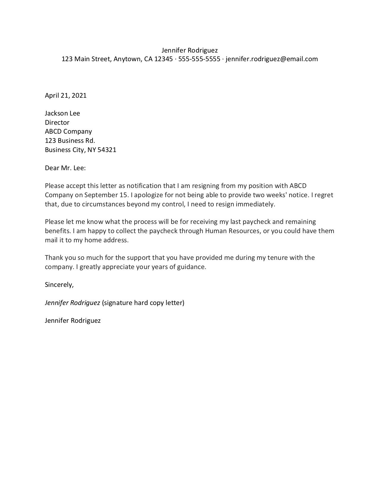 Understanding the Implications of a Resignation Letter Without Notice