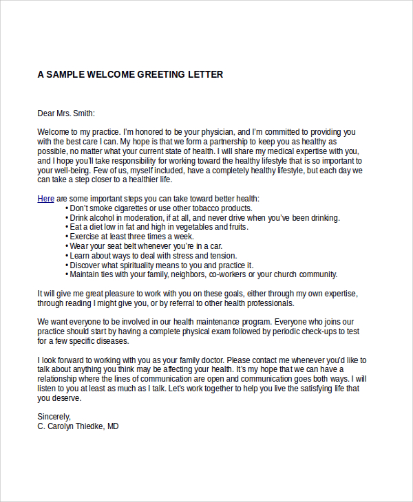 sample greetings in a formal letter