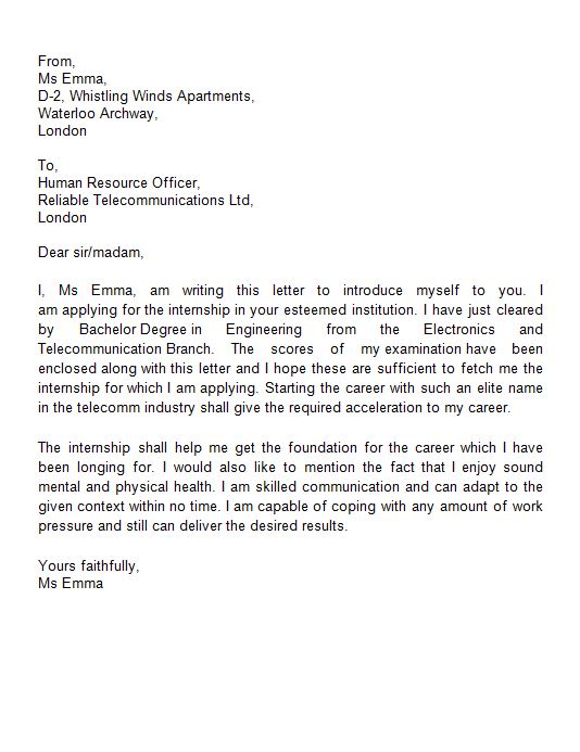 sample letter of introduction for job