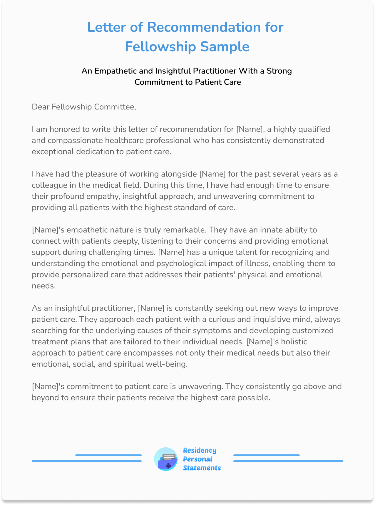 sample recommendation letter for fellowship