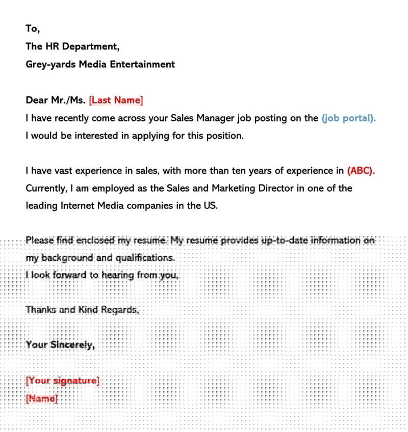sending cover letter and resume via email