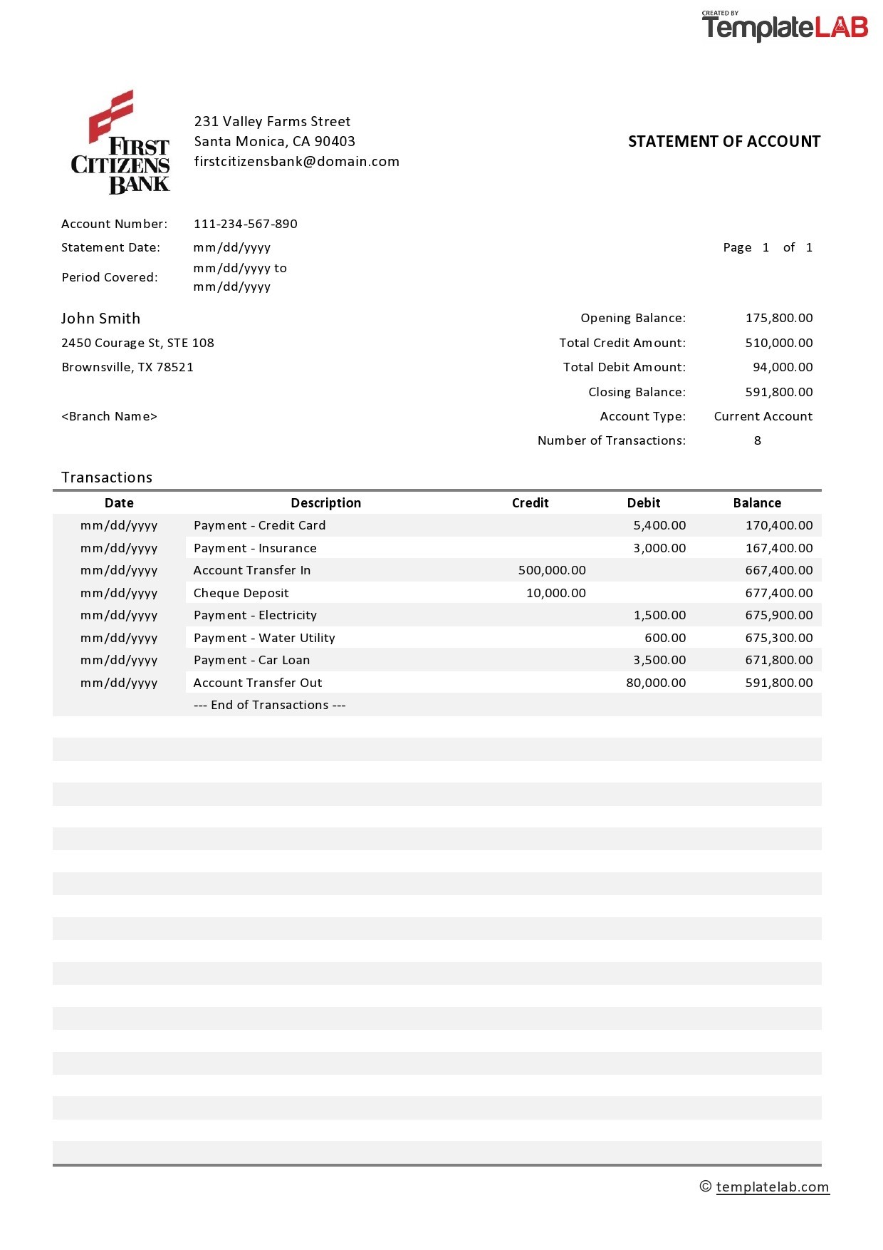 Understanding Your Finances: A Comprehensive Statement of Account Example