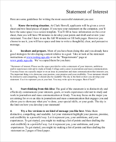 Mastering the Statement of Interest Format: A Guide to Crafting Your Perfect Narrative
