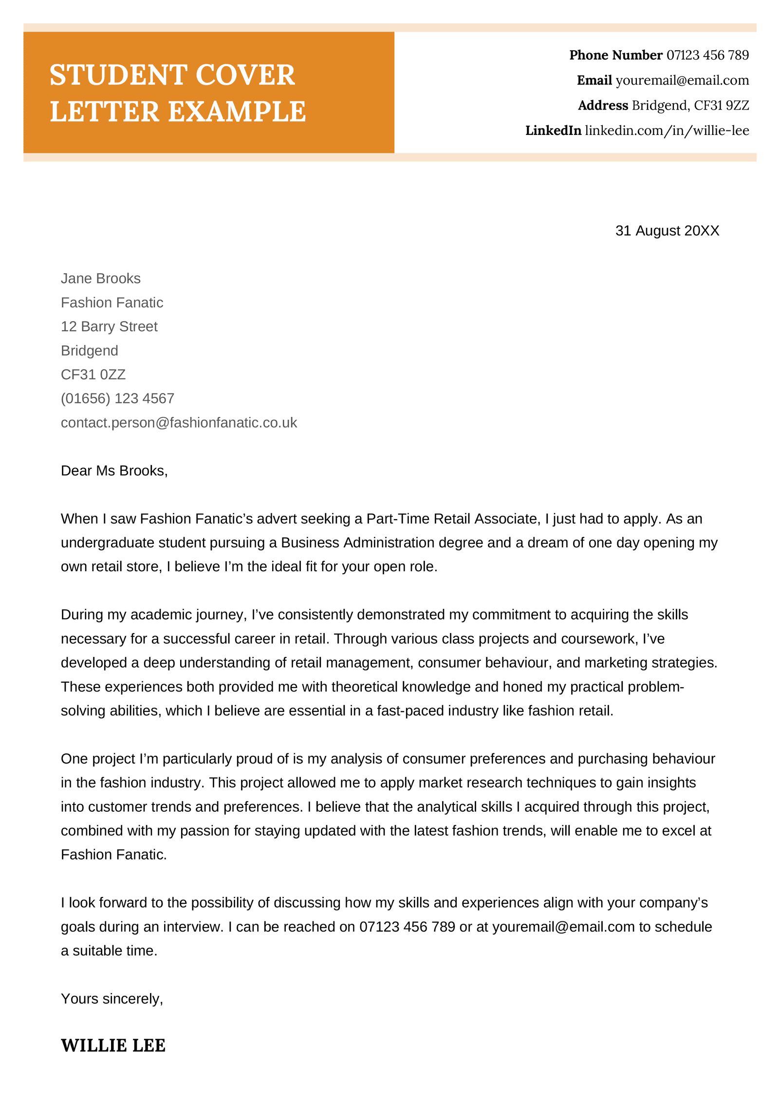 How to Craft the Perfect Student Cover Letter for Your Dream Internship
