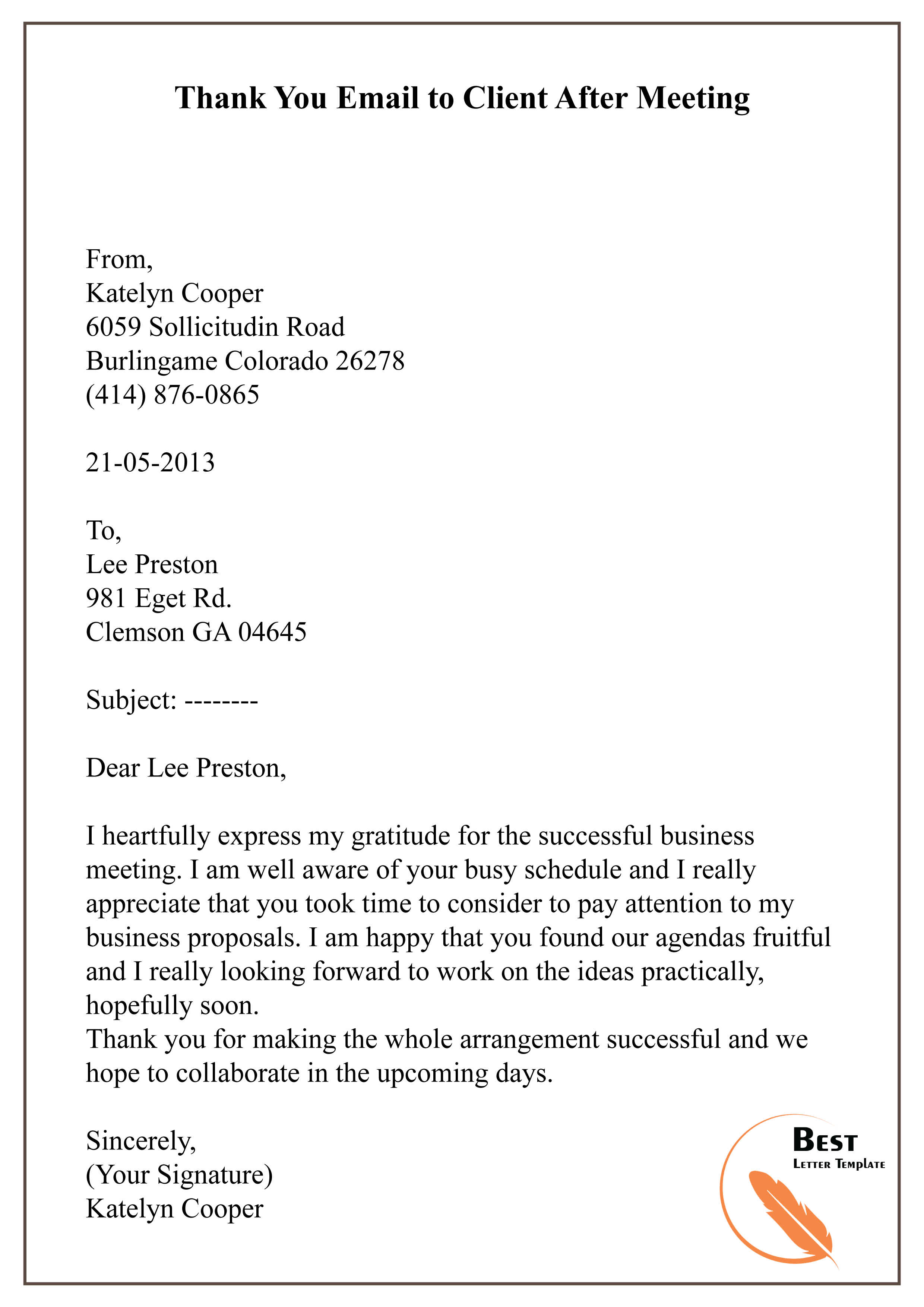thank you email after conference meeting