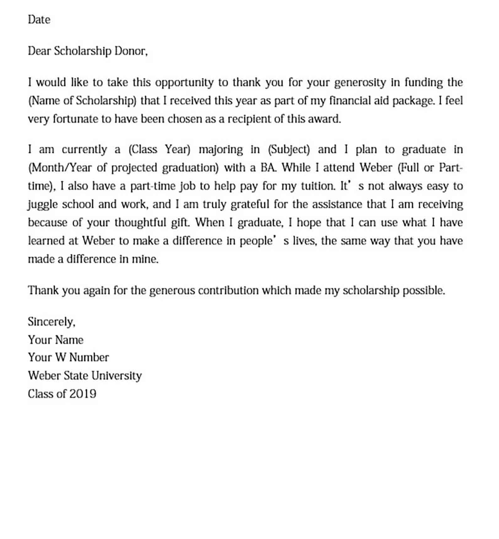 thank you note for scholarship