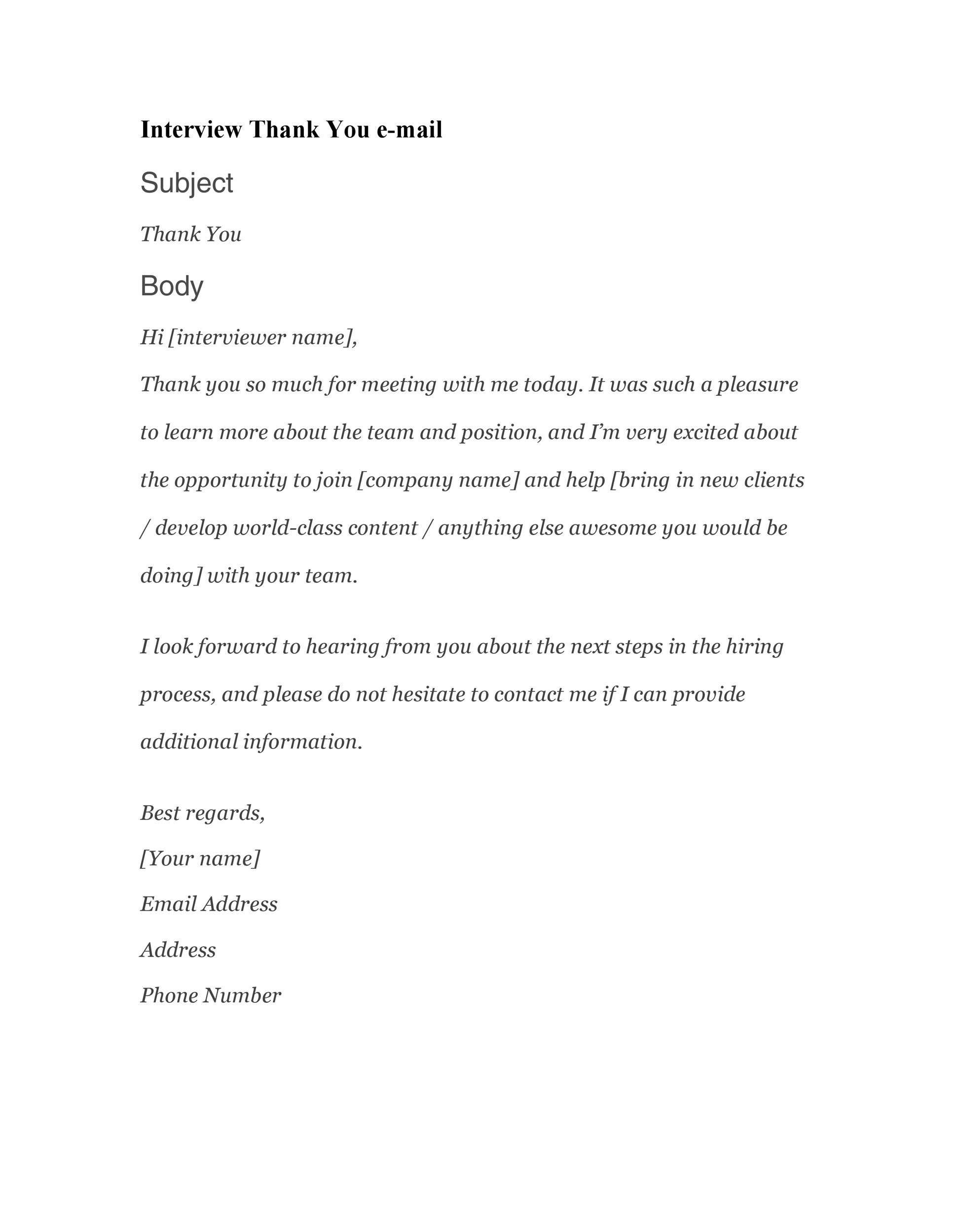 title for thank you email after interview