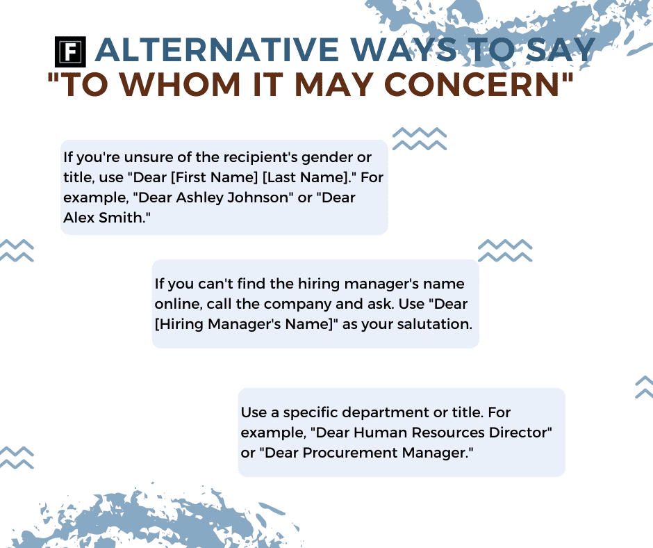 to whom it may concern alternative