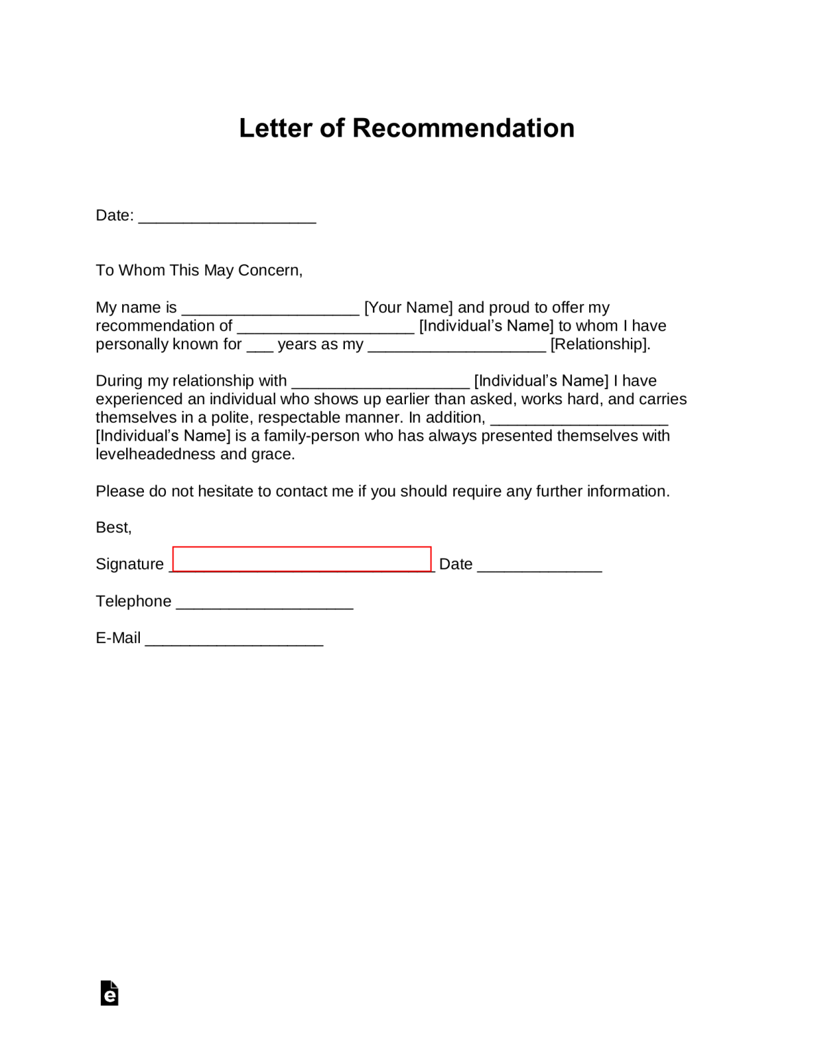 what do letters of recommendation look like