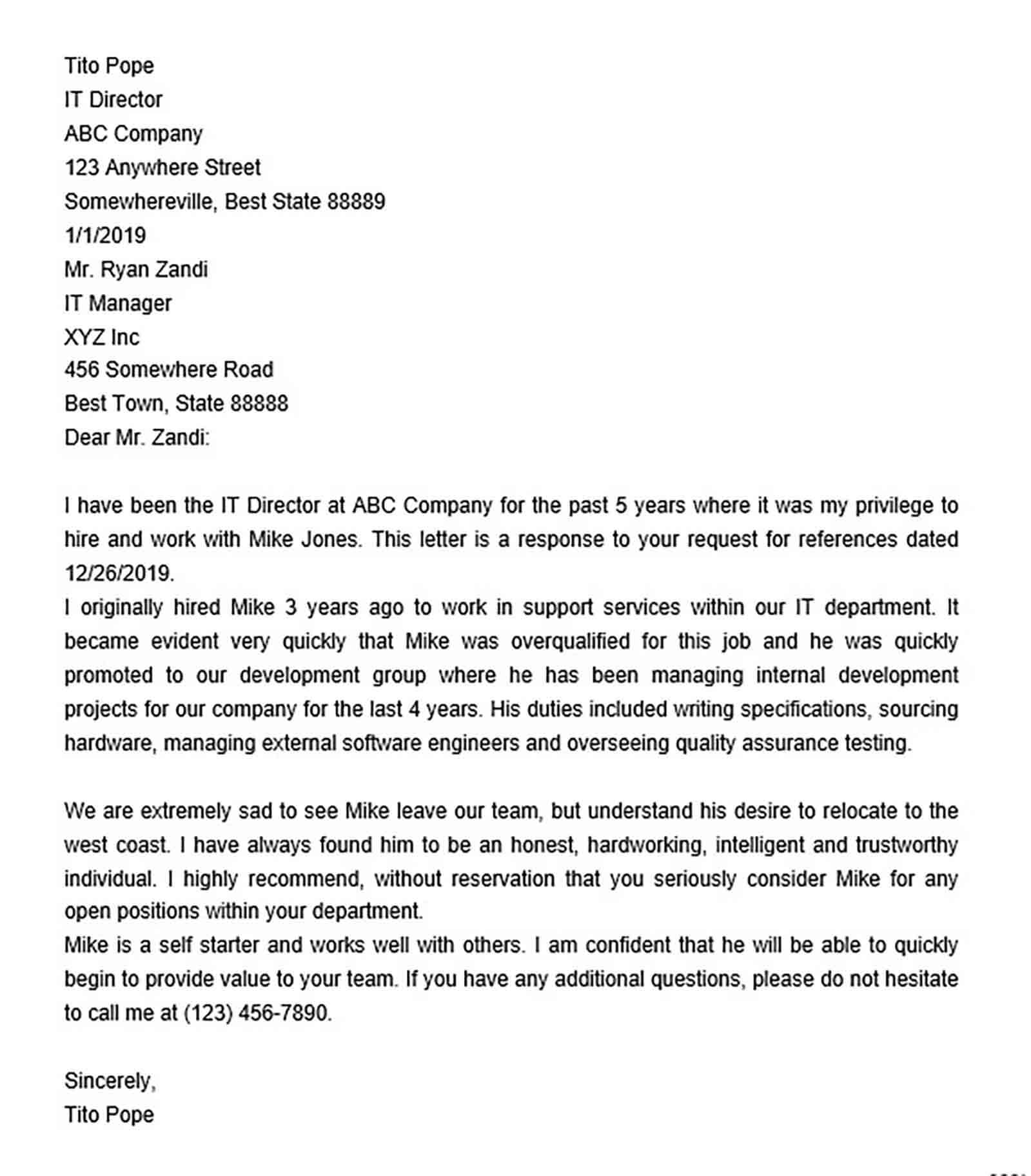 work reference letter sample pdf